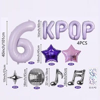 Ensemble de ballons sur le thème des chasseurs de démons KPOP, ballons en feuille d'aluminium numérotés violets, style INS, pour décorations de fête d'anniversaire des filles