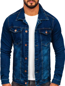 Nouvelle veste en jean pour homme, tendance rétro décontractée, veste zippée à col montant, élégante veste de motard, haut en jean - Product Image 5