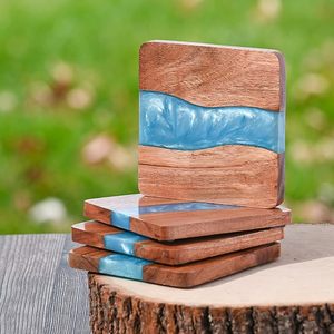 Handcrafted Wood Epoxy <b>Table</b> <b>Coaster</b> for Dining <b>Table</b> Wedding Christmas Decoration Family Gathering Parties - Product Image 3