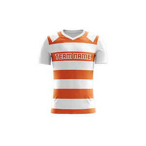 ODM vente en gros ensembles d'uniformes de football unisexes personnalisés couleur personnalisée transfert de chaleur imprimé 100% polyester léger respirant col en v - Product Image 4