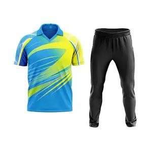 Custom Cricket Uniform Tenue Shirt Met Volledige Mouwen En Broek Gesublimeerd Cricket Uniform - Custom Cricket Wedstrijdkleding