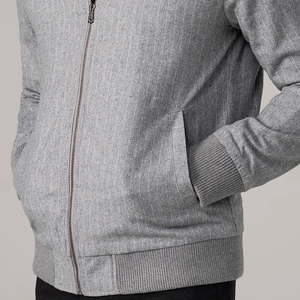 Chaqueta Bomber Azul Gris Personalizable de Fabricante Directo, ODM, de Lana, Manga Larga, Estilo Urbano de Invierno, Ropa para la Nieve, Tela Vaquera - Product Image 3