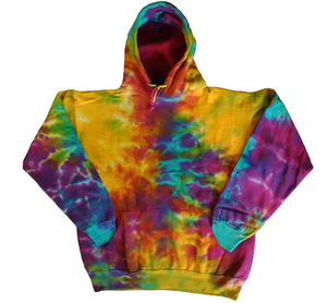 <b>Men's</b> Oversized <b>Short</b> <b>Sleeve</b> Tie Dye <b>Hoodie</b> Best Quality Cotton with Palm Print New Arrival Streetwear Comfortable Sweatshirt - Product Image 1