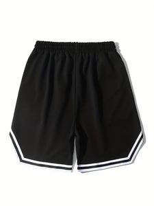 Pantalones cortos de gimnasio para hombre baratos al por mayor, pantalones cortos de entrenamiento físico de malla de playa de secado rápido con bolsillos de talla grande, cintura estampada de poliéster liso - Product Image 5