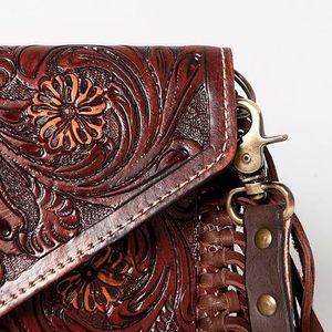Real Handmade Western Style Tooled Hide Leather Shoulder <b>Bag</b> Hot Selling Women Handcrafted Tooled Leather <b>Bag</b> - Product Image 4