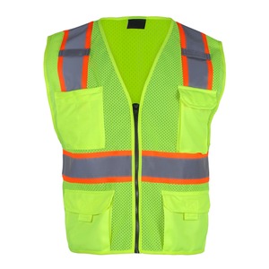Chaleco DE SEGURIDAD reflectante de alta visibilidad Chaqueta de malla de poliéster transpirable con bolsillos - Product Image 1