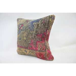 Almohada Kantha de retazos de lana multicolor de 12x12 pulgadas tejida con patrón Vintage decorativo y cojín - Product Image 3