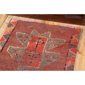2.7x7.2 ft Vintage Rug, Turkish <b>Runner</b> Rug, <b>Red</b> Orange Polka dot Rug - Product Image 5