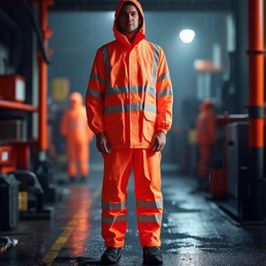 Orange High-Viz <b>Raincoat</b> for Safety-PREVENT - Product Image 3