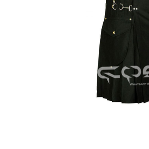 Black Cotton Utility Kilt With <b>Adjustable</b> <b>Straps</b> Tactical Pockets and Durable Design for Versatile and Stylish Everyday Wear - Product Image 4