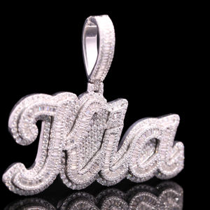 Pendentif en acier inoxydable plaqué or personnalisé, style hip-hop, serti de diamants - Product Image 1