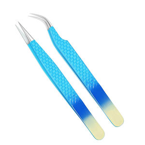 Pinzas profesionales de pestañas de acero inoxidable Premium de alta calidad, mango cómodo antimagnético, pestañas de borde afilado de 10mm - Product Image 6