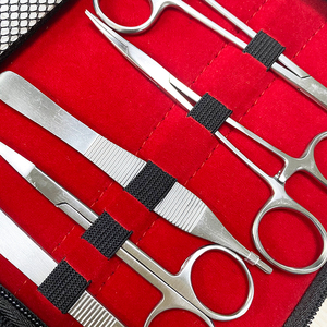 Stalen Pincetten In Onze Hechtkit Zorgen Voor Precisie, Een Essentieel Medisch Instrument Voor Stagiairs En De Praktijk Van Studenten In Noodgevallen