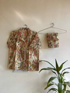 ชุดนอนผ้าฝ้ายคอวีของผู้หญิงไซส์พิเศษชุดนอนพิมพ์ลายดอกไม้ผ้านุ่มกางเกงขาสั้นพิมพ์ลายดอกไม้สำหรับใส่อยู่บ้าน - Product Image 5