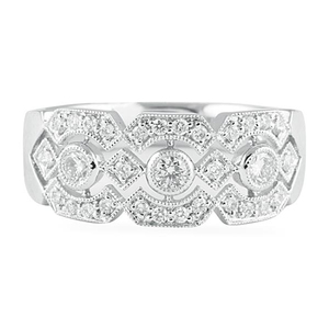Bague de mariage en or blanc style vintage avec diamants de laboratoire taille brillant rond pour femme, idéale pour le quotidien - Product Image 1