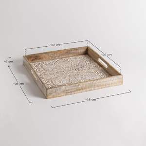 Plateau de service en bois fabriqué à la main écologique de luxe au design unique avec poignées ergonomiques et taille personnalisée pour un service sans effort - Product Image 3