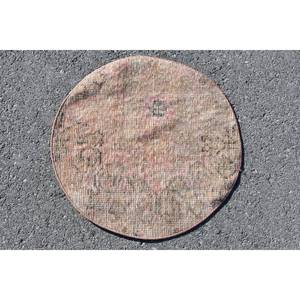 พรมขนสัตว์แบบดั้งเดิมสไตล์วินเทจตุรกี ขนาด 19 x 19 ฟุต เป็นมิตรกับสิ่งแวดล้อม ขนปานกลาง ลายวงกลมแบบแพทช์เวิร์ค ใช้สำหรับห้องรับประทานอาหาร - Product Image 3