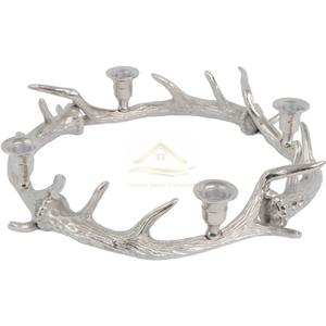 Design Decor Art Rustic Style Metal Candelabra <b>Candle</b> <b>Holder</b> and Stand Forged Design <b>Silver</b> Color Tabletop Dining Ware Supplies - Product Image 2