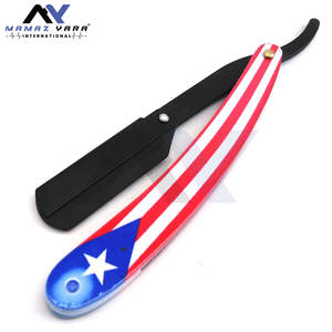 Navaja de Afeitar Profesional con Diseño de la Bandera de Puerto Rico, Bloqueo Oscilante, Hoja de Afeitar Recta, Mango Recubierto de Papel - Product Image 6