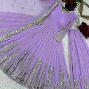 Nouvelle robe de soirée design avec fond entièrement cousu et travail de séquence de broderie lourde Dupatta - Product Image 1