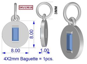 Colgante de Plata de Ley 925 con Circonita Cúbica Rosa Rubí, Forma Redonda, Chapado en Oro y Rodio, para Fabricación de Joyas y Collares - Product Image 6