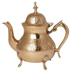 Brass <b>Tea</b> <b>Kettle</b> 500 ml Handcrafted with Detailed Engravings Luxury Traditional Home Office Table Decor - Product Image 1