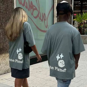 Camisetas informales de algodón 100% ligeras Unisex, logotipo de marca personalizado, ropa de calle con hombros caídos de gran tamaño para estampado de hojaldre para - Product Image 4