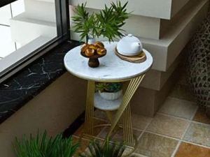 Table d'appoint moderne de luxe en métal avec dessus en marbre pour balcon, chambre, salon, restaurant, fabricant indien - Product Image 5