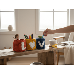 Lot de 4 paniers de rangement multicolores en fil de t-shirt, organisateur tissé doux pour le salon et la décoration intérieure, 5,5x5,5 pouces - Product Image 6