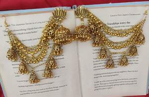 German <b>Silver</b> Jhumka Set <b>Jhumkas</b> With Earchain Indian Traditional <b>Jhumkas</b> For Women Ideal For Weddings, Festive Occasions - Product Image 5