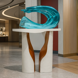JingYue Custom Glass Fiber and Resin Wave Shape Sculpture Modern Translucent Home Interior High Quality Decorative Ornament