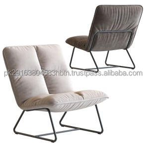 Chaise d'appoint moderne grise avec pieds en métal Sièges minimalistes pour salon et café - Product Image 2