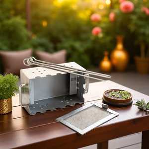 Parrilla de Carbón Portátil Moderna, Mini Parrilla Rectangular de Acero con 3 Brochetas para Acampar y Fiestas - Product Image 5