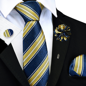 Ensemble <span class=keywords><strong>de</strong></span> cravates <span class=keywords><strong>de</strong></span> <span class=keywords><strong>luxe</strong></span> marron or rayé <span class=keywords><strong>cravate</strong></span> carré écharpe boutons <span class=keywords><strong>de</strong></span> manchette broche ensemble hommes costume accessoires Fit affaires mariage Festival - Product Image 4