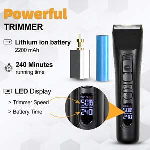 Kit de tondeuse rechargeable noir avec lames en céramique et acier inoxydable réglables, guides de longueur et batterie USB 2500 mAh pour barbier et toilettage - Product Image 5