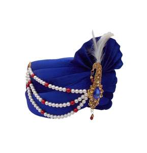 Turban de marié en velours pour homme/Pagdi, bleu royal (taille: 22 à 22.5 pouces) - Product Image 3