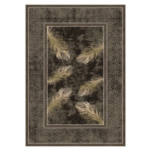 Tapis de salon en chenille antidérapant, imprimé numériquement, motif design beige et marron, lavable en machine, vente en gros RUGS DEPOT LXDP-0832 - Product Image 1