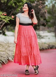 Robe d'été décontractée Boho pour femmes indiennes bloc à la main imprimé fleuri 100% coton tissé écologique cadeau personnalisé en vente - Product Image 2