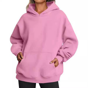 Sweats en molleton de coton de haute qualité chandails à manches longues pull tenues d'automne avec poche sweats à capuche surdimensionnés pour femmes - Product Image 4