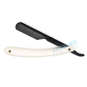 Vente en gros de rasoir droit en acier inoxydable avec logo personnalisé, manche en plastique noir doré, rasoir à poils réutilisable pour barbier, dispositif coulissant - Product Image 5