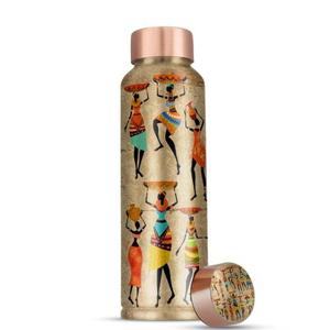 Bouteille d'eau en cuivre pur à forte demande de 500ml imprimée Meena Design verres pour adultes de forme unie sans logo en gros - Product Image 6