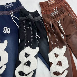 Survêtements de broderie lourds pour hommes sweat-shirt en coton délavé à l'acide ensemble de pantalons de survêtement et de sweat à capuche deux pièces ensembles pour hommes - Product Image 6