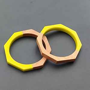 Bracelets en résine plaqués platine pour femmes fiançailles mode fête bracelets en bois et résine de style ethnique - Product Image 1