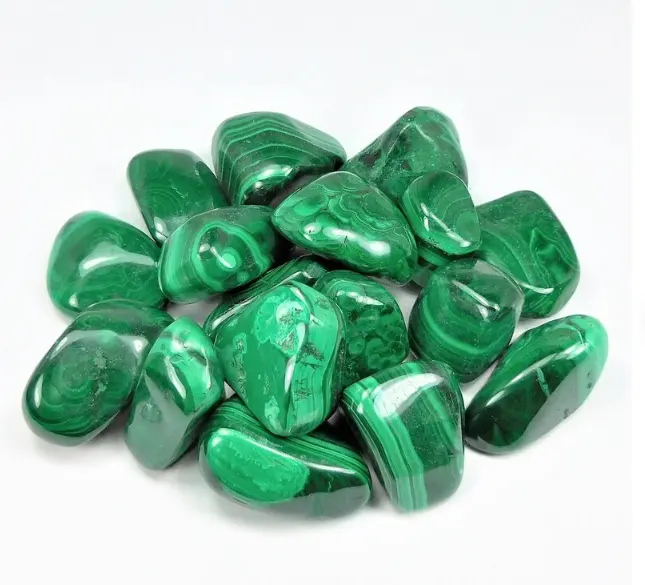 100% Top quality Polished Crystal Green Gemstones Rocks Worry Stone Malachite Tumbled Gemstone with customized in bulk quantity