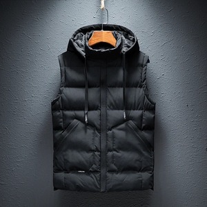 Mode hommes à capuche veste polaire sans manches gilet bouffant hiver thermique doux gilets décontracté mâle gilet épaissir gilet grande taille - Product Image 6