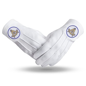 Guantes Masónicos de Algodón Blanco Baratos al por Mayor, con Tres Líneas y Logotipo Personalizado, Guantes de Buena Calidad - Product Image 6