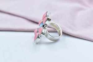 Handmade Pink <b>Conch</b> and Opal Sterling Silver Adjustable <b>Ring</b> - Product Image 5
