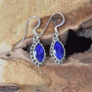 Boucles d'oreilles en argent sterling saphir bleu faites à la main, pierre de naissance de septembre, bijoux en pierres précieuses facettées, cadeau pour femmes - Product Image 3
