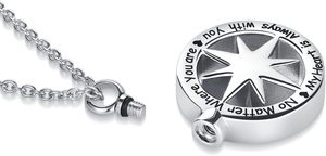 สร้อยคอโกศรูปเข็มทิศไขว้สำหรับขี้เถ้าสำหรับผู้ชายผู้หญิงเครื่องประดับสำหรับงานศพจี้ที่ระลึกกำหนดขนาดได้เอง - Product Image 5