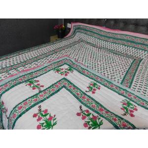 Edredón de algodón rajai jaipuri sanganeri rajai bloque hecho a mano impreso invierno manta cálida exportación fabricante - Product Image 4